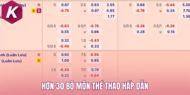 Hơn 30 bộ môn thể thao hấp dẫn